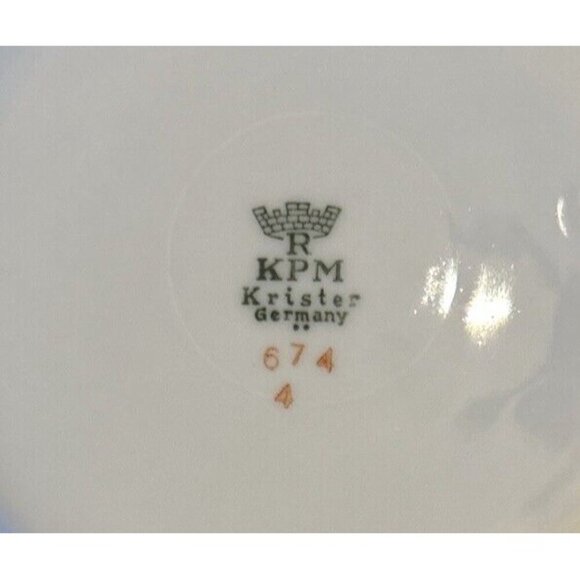 KPM Krister Germany Vtg Porcelain Salad Plate Yellow Rose Gold Rim 7 3/4" - Picture 3 of 3